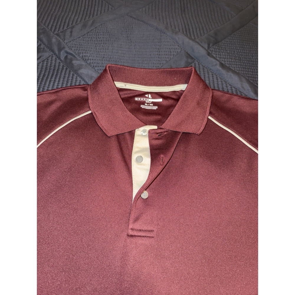 Grand Slam Golf Polo‎ Shirt XL Burgundy Maroon Beige Trim Polyester
